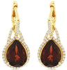 4.9CT DIAMOND & AAA GARNET 14KT YELLOW GOLD PEAR SHAPE & ROUND HANGING EARRINGS