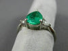 ESTATE 1.65CT DIAMOND & AAA COLOMBIAN EMERALD PLATINUM 3 STONE ENGAGEMENT RING