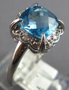 2.54CT DIAMOND & AAA BLUE TOPAZ 14KT WHITE GOLD CUSHION & ROUND FRIENDSHIP RING