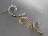 ESTATE .15CT DIAMOND 14KT WHITE & ROSE GOLD 3D FLORAL LEAF HANGING PENDANT CHAIN