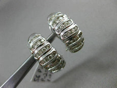 ESTATE 1.25CT DIAMOND 14KT WHITE GOLD 3D MULTI ROW WAVE HANGING CLIP ON EARRINGS