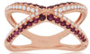 ESTATE .67CT DIAMOND & AAA RUBY 14KT ROSE CLASSIC GOLD CRISS CROSS INFINITY RING