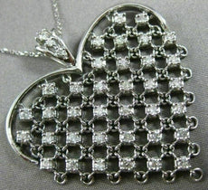ESTATE LARGE 1.10CT DIAMOND 14K WHITE GOLD HANDCRAFTED ETOILE HEART LOVE PENDANT