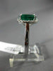 LARGE 3CT DIAMOND & AAA COLOMBIAN EMERALD 14K WHITE GOLD 3D HALO ENGAGEMENT RING