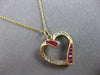 ESTATE .50CT DIAMOND & AAA RUBY 14KT YELLOW GOLD 3D OPEN HEART FLOATING PENDANT