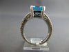 4.03CT DIAMOND & AAA BLUE TOPAZ 14KT WHITE GOLD CUSHION & ROUND ENGAGEMENT RING