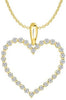 ESTATE 0.48CT DIAMOND 14KT WHITE GOLD 3D CLASSIC OPEN HEART LOVE PENDANT