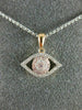 ESTATE .26CT WHITE & PINK DIAMOND 18KT WHITE & ROSE GOLD EVIL EYE LUCKY NECKLACE