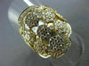 ESTATE LARGE 1.86CT DIAMOND 18KT YELLOW GOLD 3D MULTI FLOWER OPEN FILIGREE RING