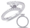 ESTATE .76CT DIAMOND 14KT WHITE GOLD 3D CLASSIC TWO STONE CRISS CROSS LOVE RING