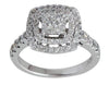 ESTATE .50CT DIAMOND 14KT WHITE GOLD ROUND SQUARE CLUSTER DOUBLE HALO LOVE RING
