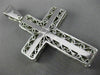 ESTATE MASSIVE 15CT ROUND DIAMOND PLATINUM HANDCRAFTED MULTI ROW CROSS PENDANT