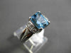 ESTATE 1.42CT DIAMOND & AAA BLUE TOPAZ 14K WHITE GOLD FILIGREE ENGAGEMENT RING