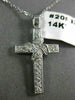 ANTIQUE .26CT ROUND DIAMOND 14KT WHITE GOLD CLASSIC FLORAL CROSS PENDANT #20833