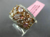 GIA LARGE 5.11CT MULTI COLOR DIAMOND 18K 2 TONE GOLD 3D CLUSTER ANNIVERSARY RING