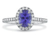 1.55CT DIAMOND & AAA TANZANITE 14KT WHITE GOLD CLASSIC OVAL HALO ENGAGEMENT RING