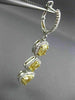 LARGE 4.02CT WHITE & FANCY YELLOW DIAMOND 18K 2 TONE GOLD HEART HANGING EARRINGS