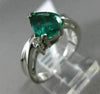 ESTATE WIDE 1.40CT ROUND DIAMOND & AAA EMERALD 14K WHITE GOLD 3D ENGAGEMENT RING