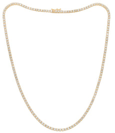 10.0CT DIAMOND 14KT YELLOW GOLD 3D ROUND CLASSIC 4 PRONG ETERNITY LOVE NECKLACE
