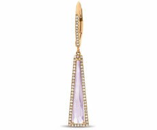 2.11CT DIAMOND & AAA PINK AMETHYST 14KT ROSE GOLD 3D TRIANGULAR HANGING EARRINGS