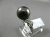 ESTATE .16CT DIAMOND 18KT WHITE GOLD 3D TAHITIAN PEARL FLOWER LEAF SOLITARE RING