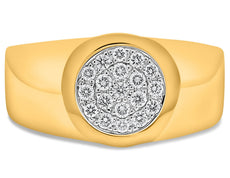 ESTATE .60CT DIAMOND 14KT 2 TONE GOLD 3D ROUND CLUSTER CIRCULAR UNISEX FUN RING