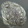 ANTIQUE WIDE .42CT DIAMOND 14KT WHITE GOLD 3D 3 STONE HALO FILIGREE RING #1330