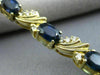 ESTATE 9.40CT DIAMOND & AAA OVAL SAPPHIRE 14KT YELLOW GOLD LEAF TENNIS BRACELET