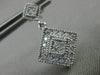 ESTATE .33CT DIAMOND 14KT WHITE GOLD 3D SQUARE HALO MILGRAIN HANGING EARRINGS