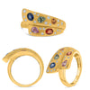 LARGE 1.16CT DIAMOND & AAA MULTI COLOR SAPPHIRE 14K YELLOW GOLD MULTI SHAPE RING