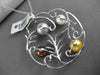 ESTATE LARGE 1.30CT DIAMOND & MULTI COLOR PEARL 18K WHITE GOLD FLOATING PENDANT