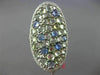 LARGE 4.21CT DIAMOND & AAA GREEN AMETHYST & BLUE TOPAZ 14KT WHITE GOLD OVAL RING
