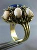ESTATE LARGE .25CT DIAMOND AAA CORAL & LAPIS 14K YELLOW GOLD 3D OVAL FLOWER RING