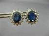 LARGE 3.33CT DIAMOND & SAPPHIRE 14K YELLOW GOLD OVAL FLOWER STUD EARRINGS #25968