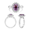 WIDE 3.03CT DIAMOND & AAA PINK SAPPHIRE 14KT WHITE GOLD FLOWER ENGAGEMENT RING