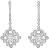ESTATE .82CT DIAMOND 14KT WHITE GOLD 3D ROUND FLOWER LEVERBACK HANGING EARRINGS