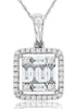 .45CT DIAMOND 14KT WHITE GOLD 3D ROUND & BAGUETTE SQUARE INVISIBLE HALO PENDANT