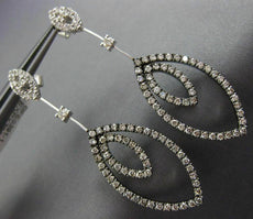 LARGE 1.88CT WHITE & CHOCOLATE FANCY DIAMOND 14KT WHITE GOLD 3D HANGING EARRINGS