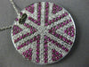 ESTATE LARGE 3.71CT DIAMOND & AAA PINK SAPPHIRE 18KT WHITE GOLD SUNBURST PENDANT