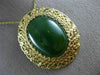 ANTIQUE LARGE AAA GREEN JADE 14K YELLOW GOLD CLASSIC FILIGREE PIN PENDANT #21962