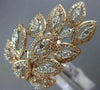ESTATE EXTRA LARGE 1.39CT DIAMOND 14K ROSE GOLD 3D MULTI LEAF DOUBLE FINGER RING