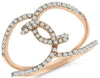 ESTATE WIDE .35CT DIAMOND 14KT ROSE GOLD 3D LOVE KNOT INFINITY FUN RING