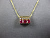 SMALL .37CT DIAMOND & AAA RUBY 14KT YELLOW GOLD 3D SQUARE FUN FLOATING PENDANT