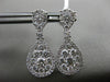ESTATE 1.74CT DIAMOND 18K WHITE GOLD 3D PEAR SHAPE CLUSTER HALO HANGING EARRINGS