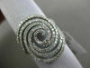 ESTATE LARGE 1.32CT DIAMOND 18KT WHITE GOLD 3D ROUND MULTI ROW SWIRL FUN RING