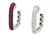 1.42CT DIAMOND & AAA RUBY 18KT WHITE GOLD 3 ROW FUN HUGGIE HOOP HANGING EARRINGS