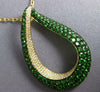 LARGE 4.81CT DIAMOND & AAA TSAVORITE 18K YELLOW GOLD MULTI ROW TEAR DROP PENDANT