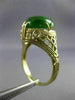 ANTIQUE LARGE AAA OVAL JADE 14KT YELLOW GOLD 3D OPEN FILIGREE LOVE RING #26092