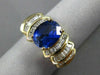 ESTATE 4.20CT DIAMOND & AAA SAPPHIRE 14KT YELLOW GOLD MULTI ROW ENGAGEMENT RING
