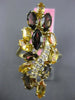 ESTATE LARGE 2.66CT DIAMOND & MULTI GEM 14KT YELLOW GOLD ELONGATED LEAF FUN RING
